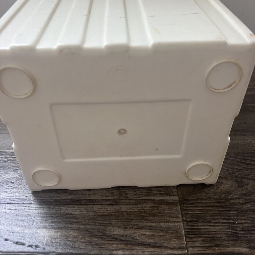 Vtg Fesco Y-123 Hard Plastic Trash Bin Beige Pink Daisy Lidded MCM - Picture 9 of 11